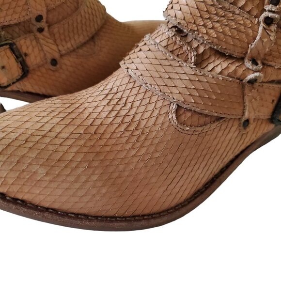 Matisse Bobbie Cognac Snake Embossed Distressed Leather Bootie - Picture 10 of 13